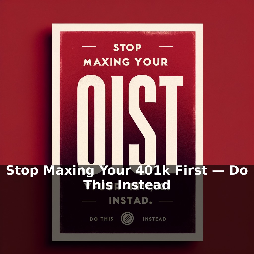 Stop Maxing Your 401k First — Do This Instead