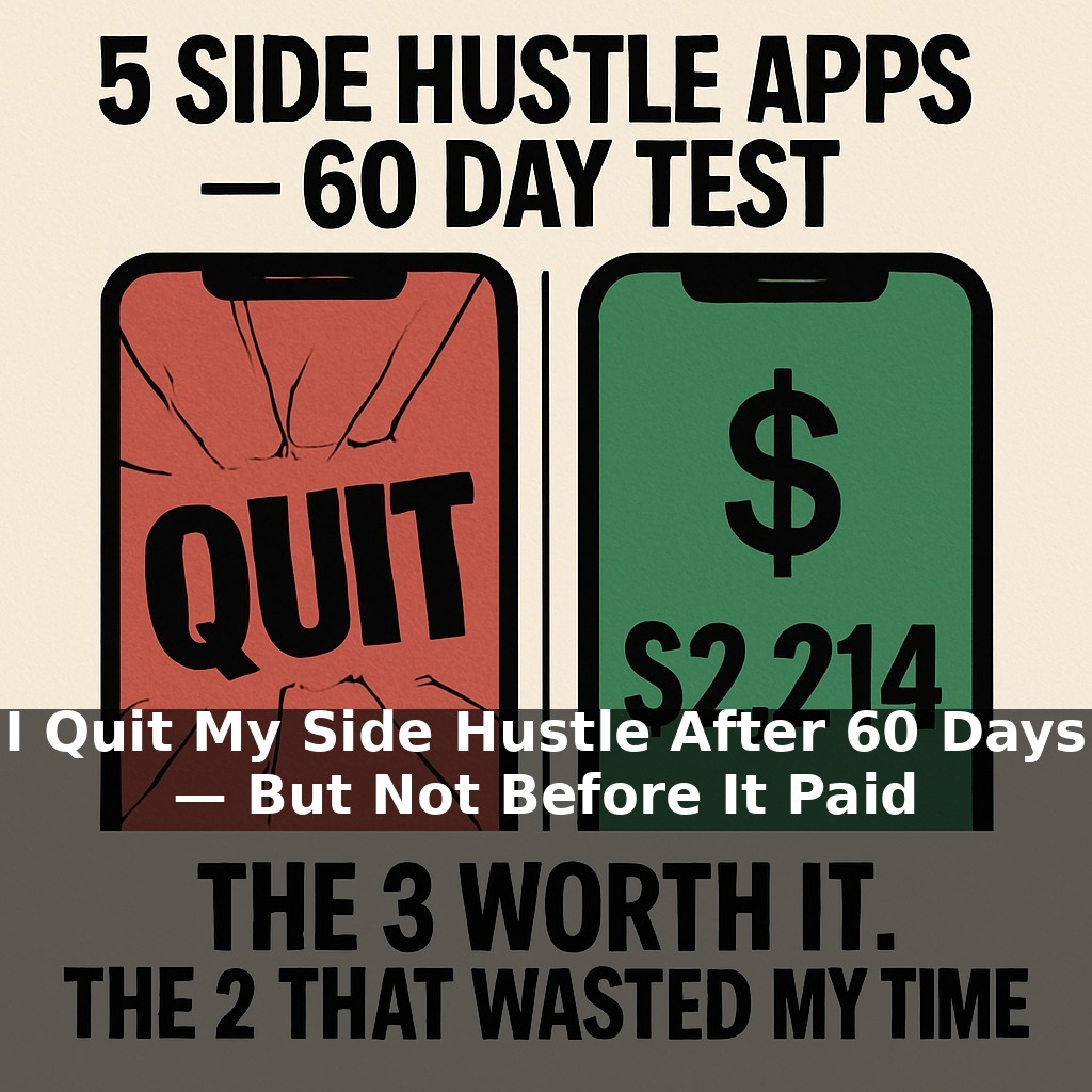 I Quit My Side Hustle After 60 Days — But Not Before It Paid Me $2,214. Here's Exactly Which 3 Apps Were Worth It (and the 2 That Wasted My Time)